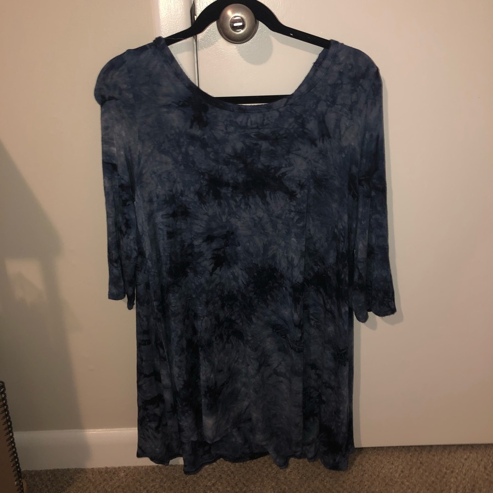 dark blue, tie dyed t-shirt dress